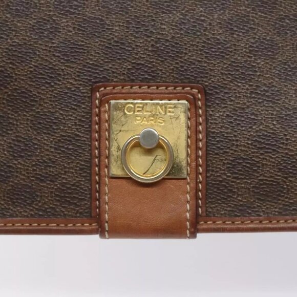 CELINE Macadam Canvas Shoulder Bag PVC Leather Brown Gold Auth KD057 - Picture 10 of 16